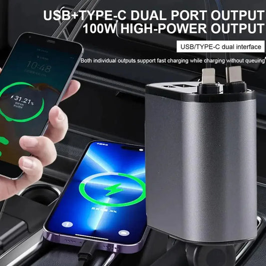 Car Charger 100W Super Fast Charging Car Cigarette Lighter USB-C Adapter